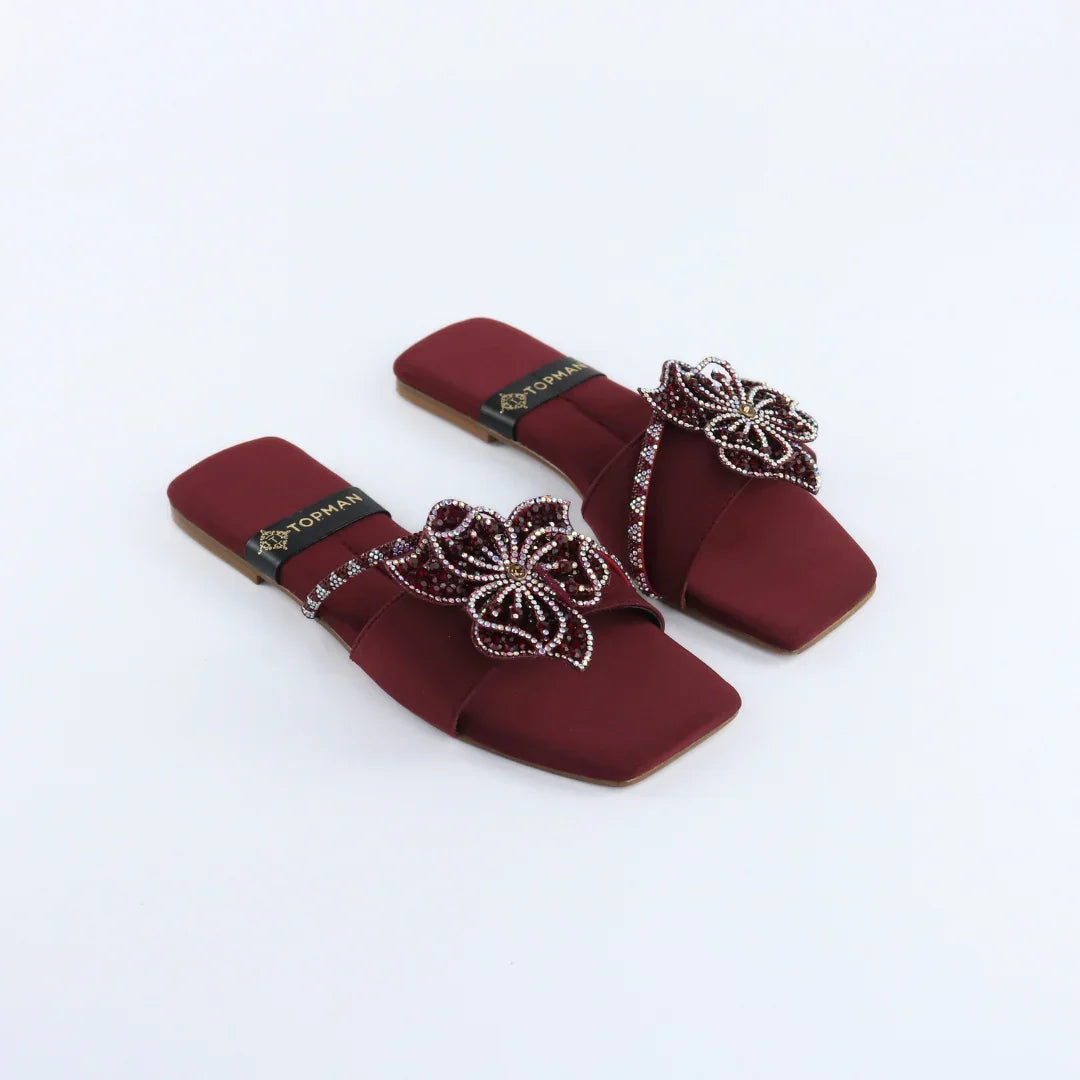 Maroon Beaded Crystal-F012