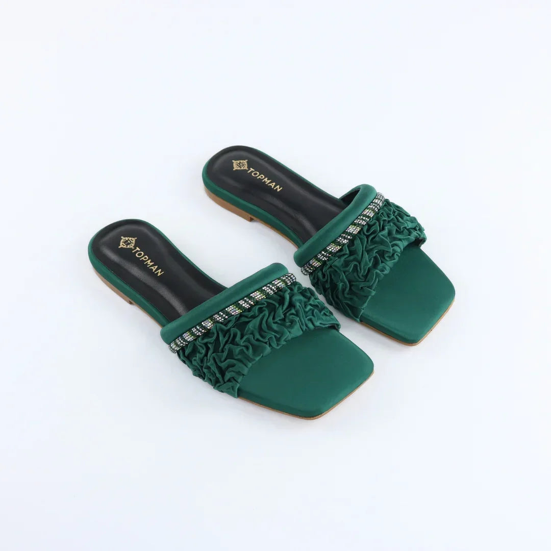 Green Ruffle Sliders-F010