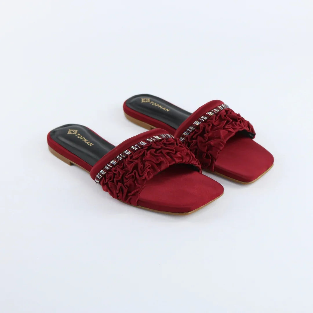 Red Ruffle Sliders-F011
