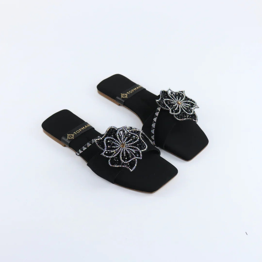 Black Beaded Crystal-F013