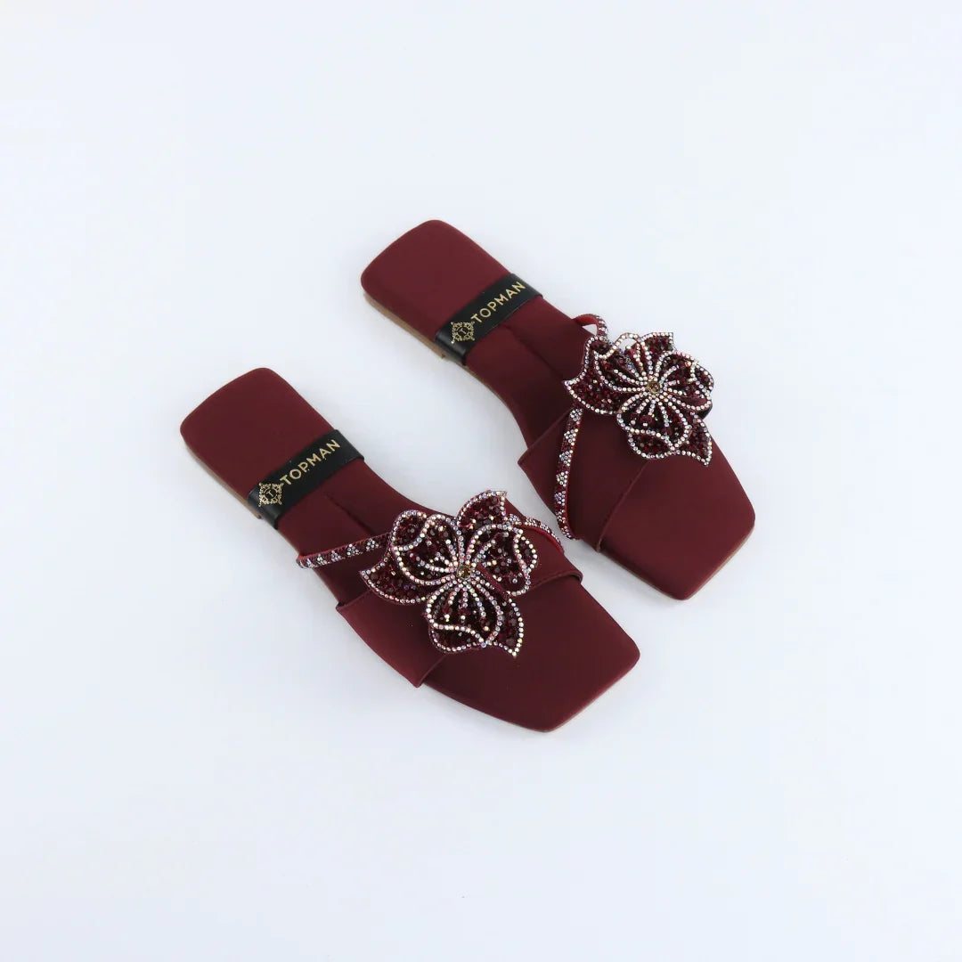 Maroon Beaded Crystal-F012