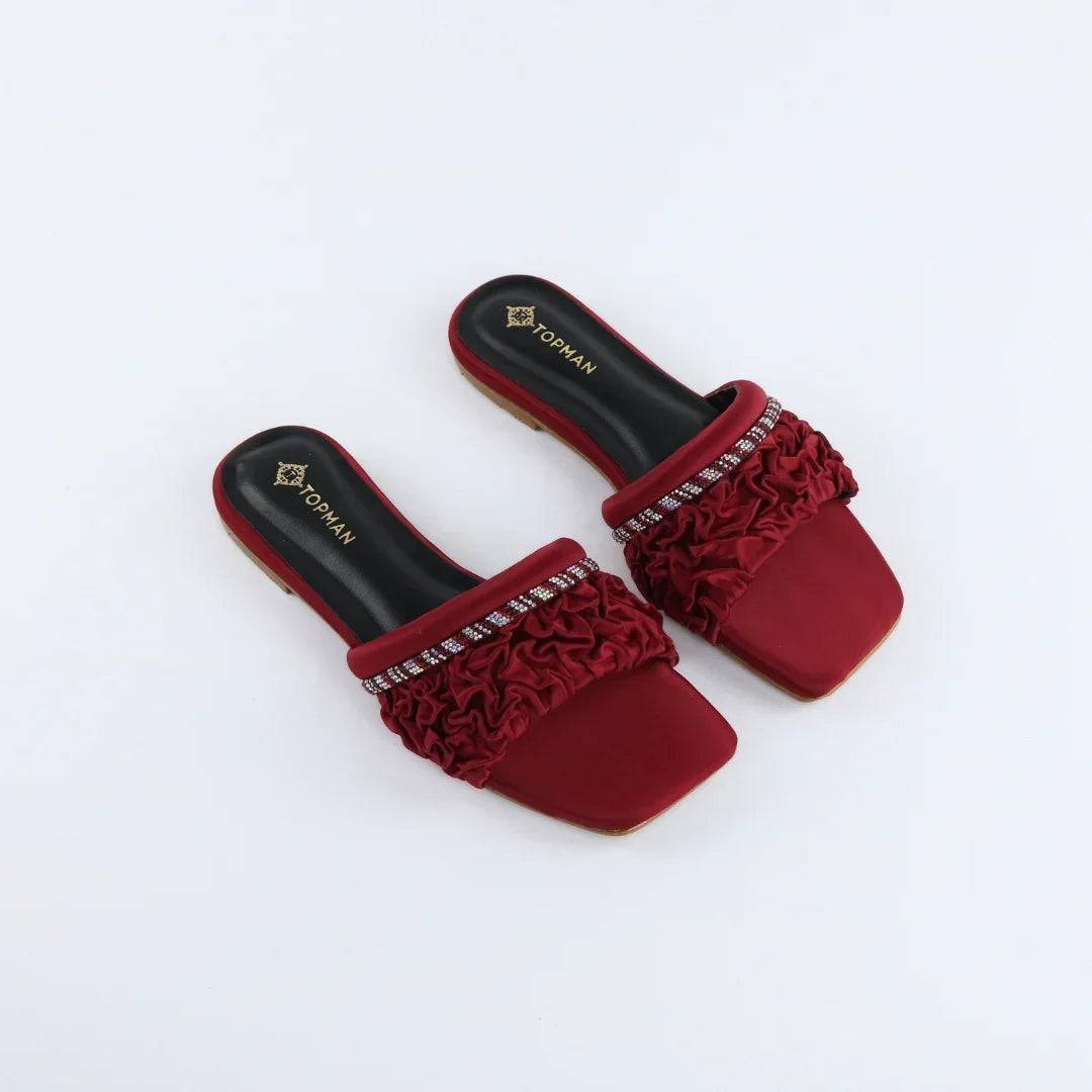 Red Ruffle Sliders-F011