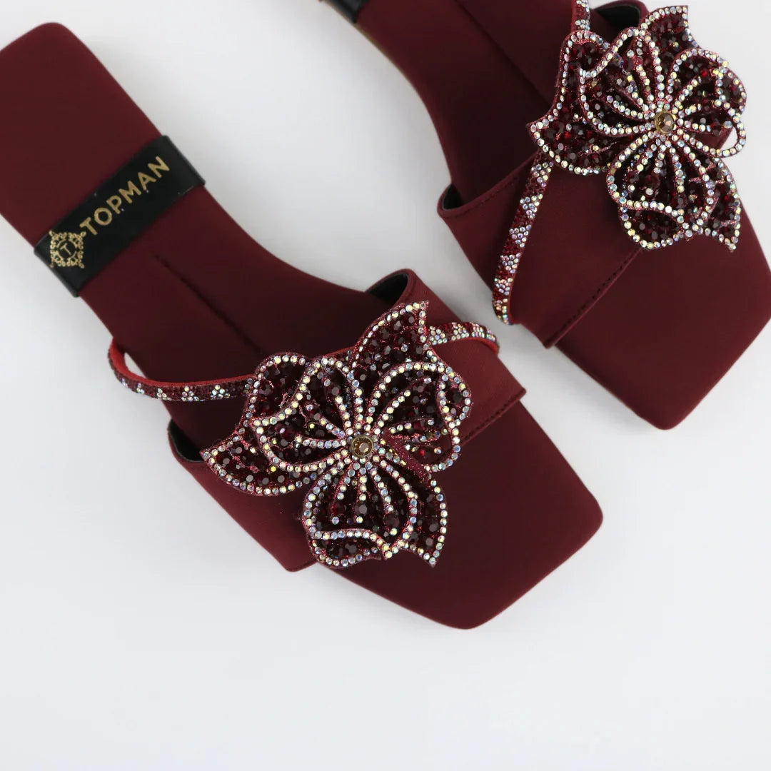 Maroon Beaded Crystal-F012