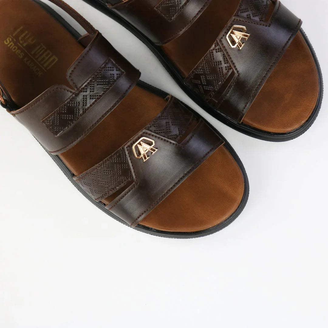 Brown Slip On Kids Sandals-S005
