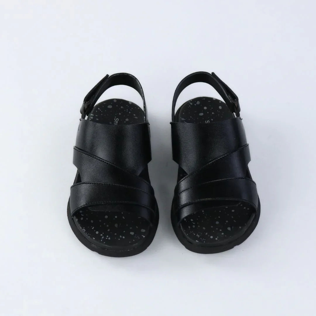 Cross Strap Kids Black Sandals-S004