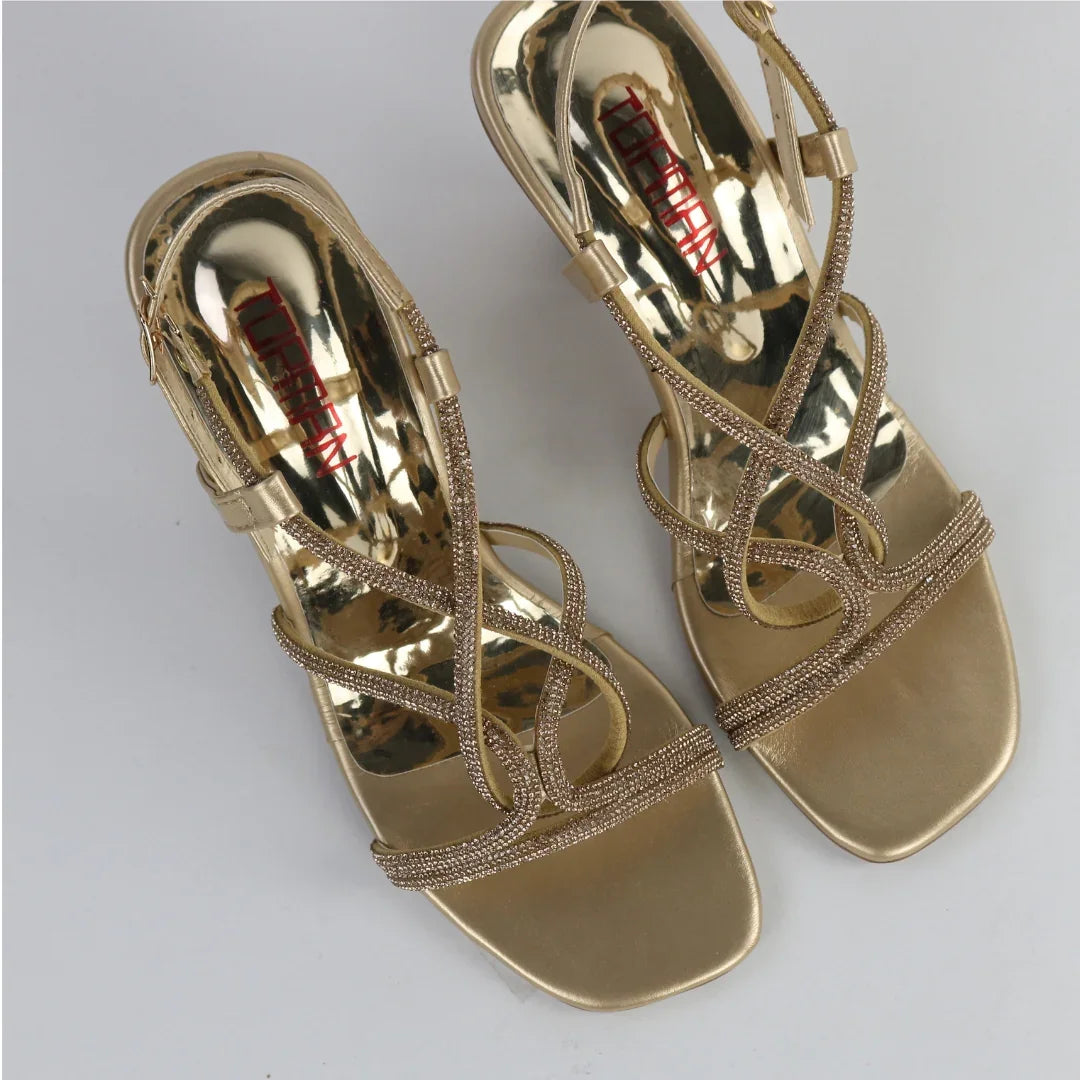Women’s Golden Strappy Heels-H004