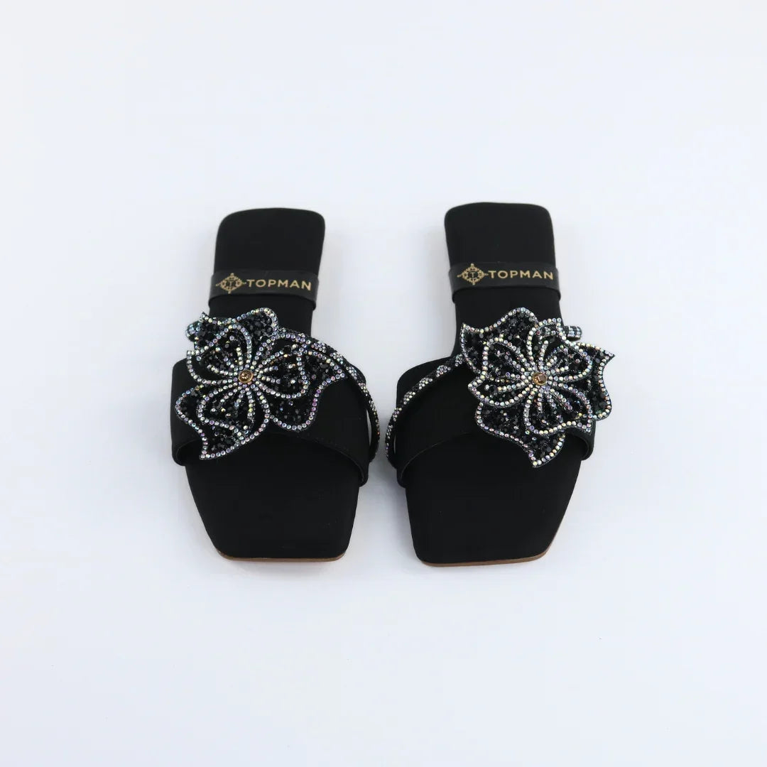 Black Beaded Crystal-F013
