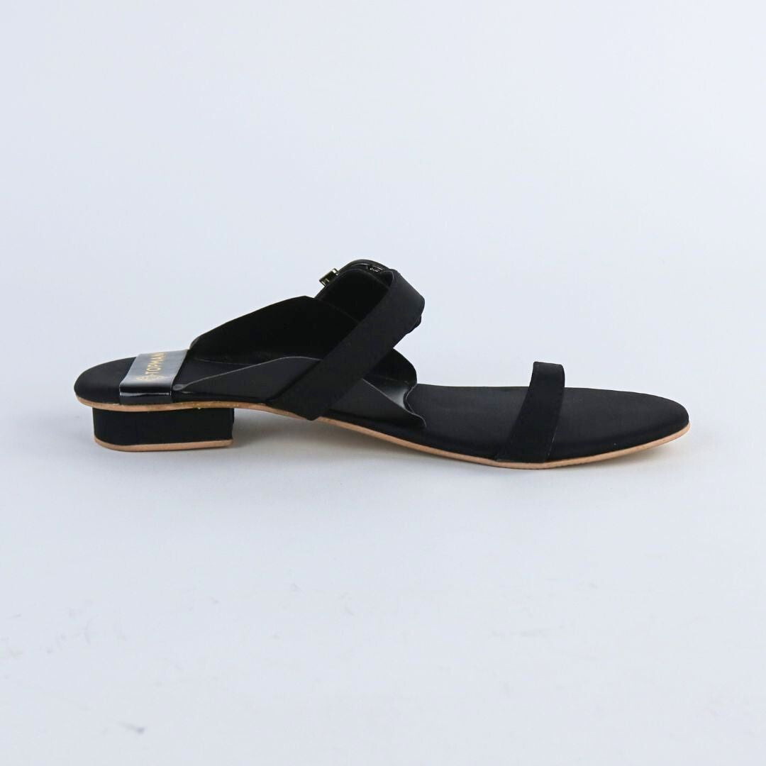 Buckle Black Flats