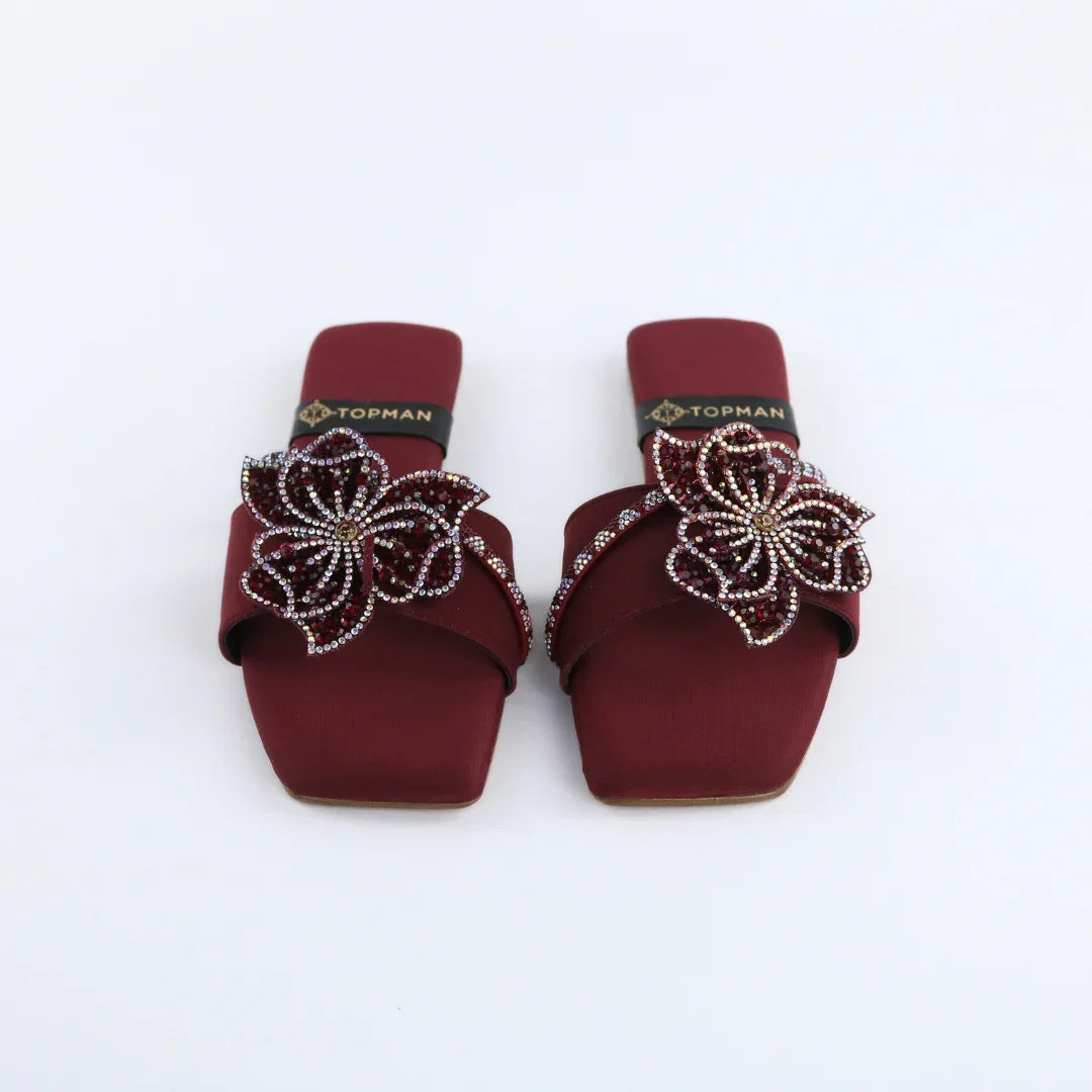 Maroon Beaded Crystal-F012