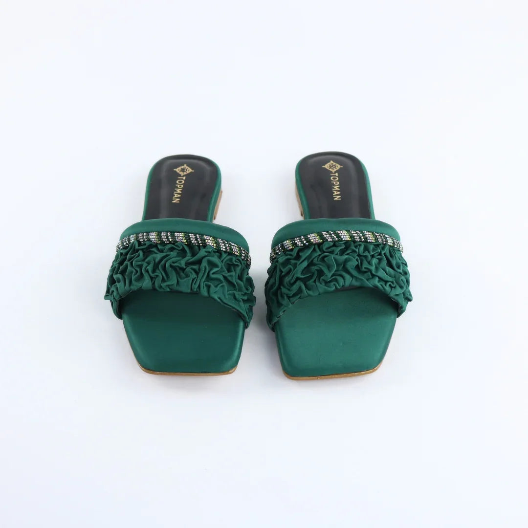 Green Ruffle Sliders-F010