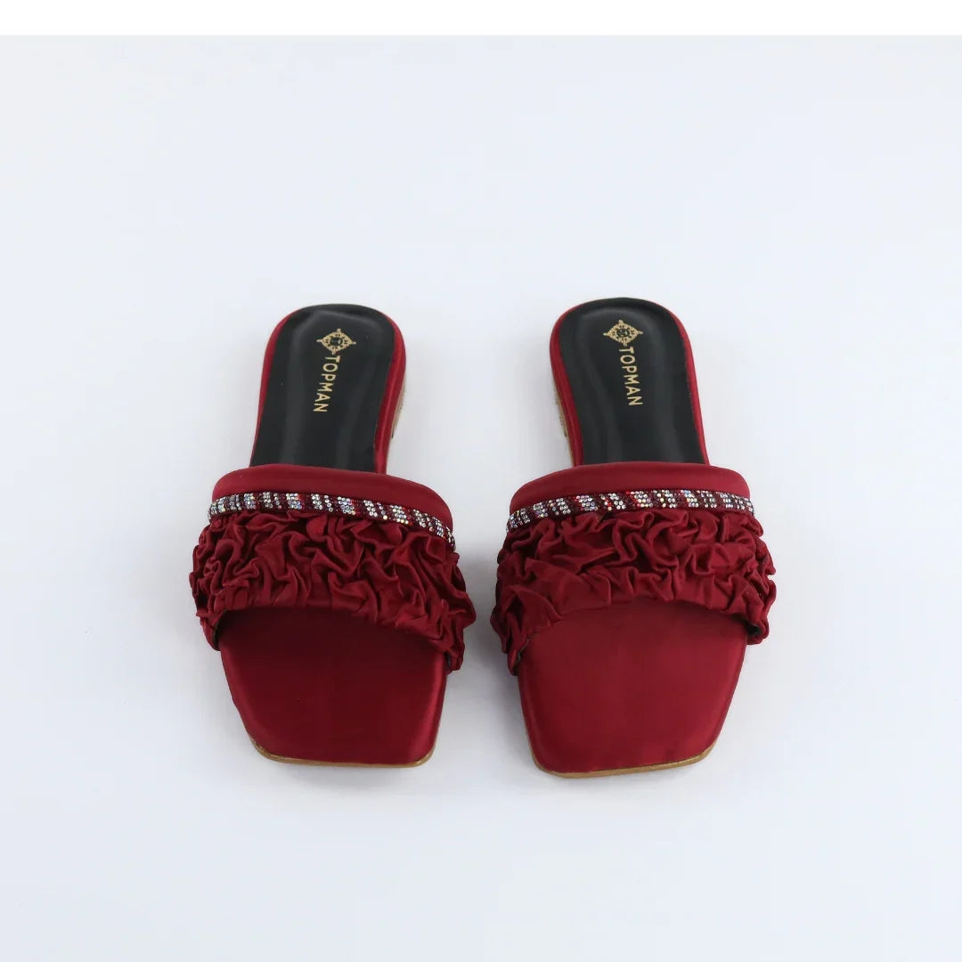 Red Ruffle Sliders-F011
