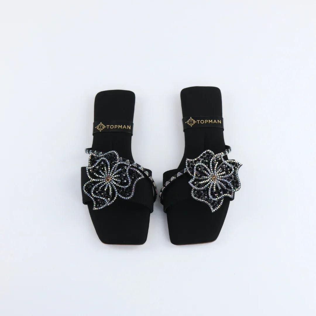 Black Beaded Crystal-F013