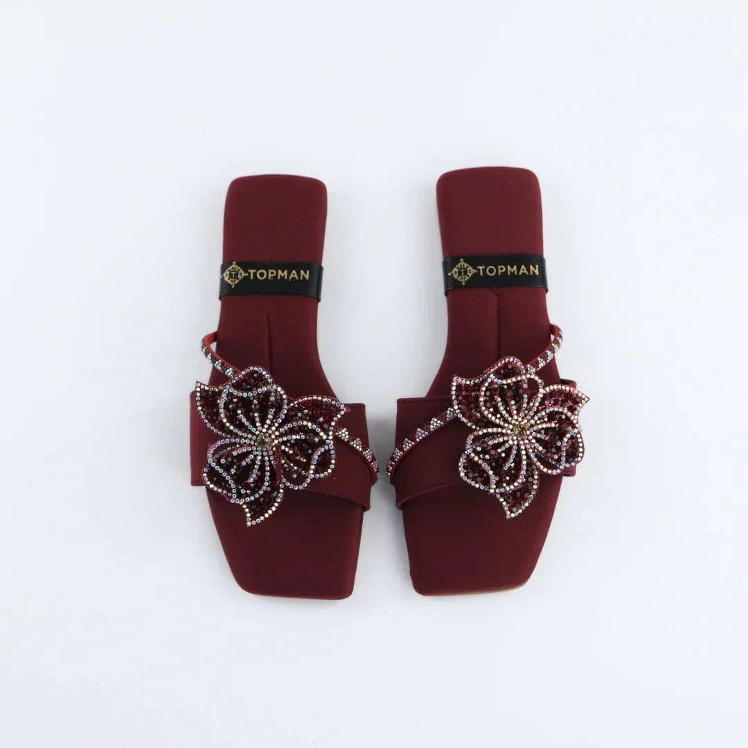 Maroon Beaded Crystal-F012
