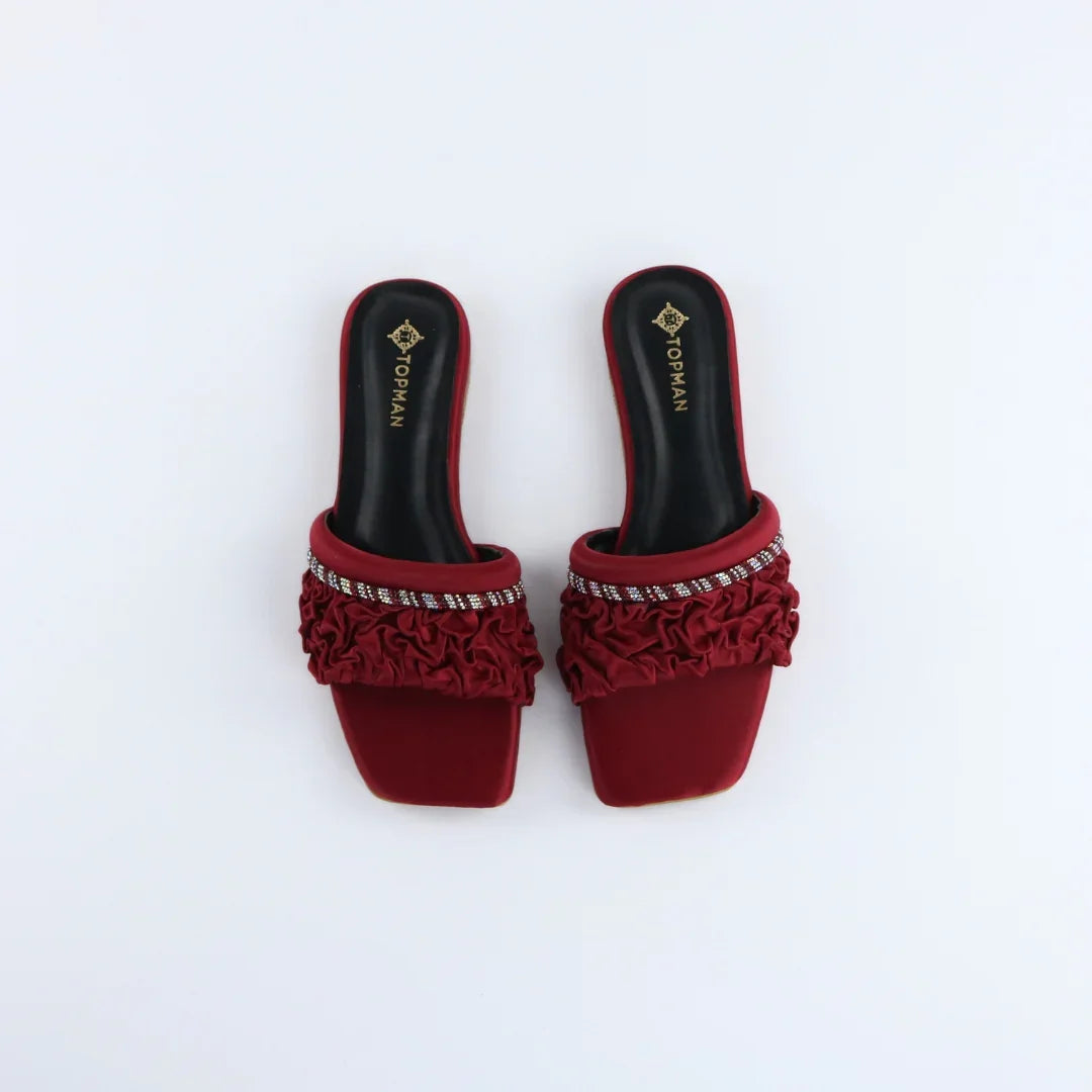 Red Ruffle Sliders-F011