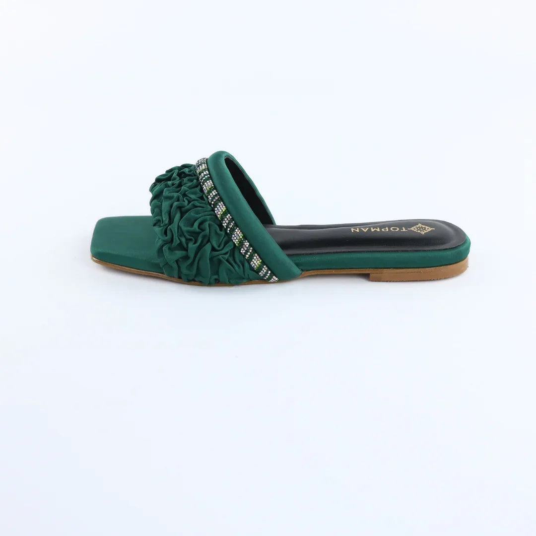 Green Ruffle Sliders-F010