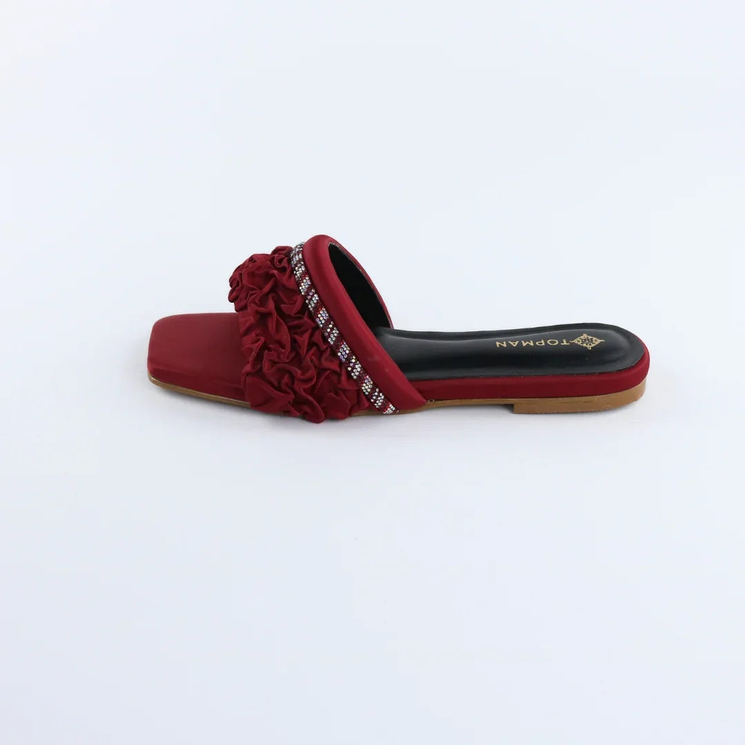 Red Ruffle Sliders-F011