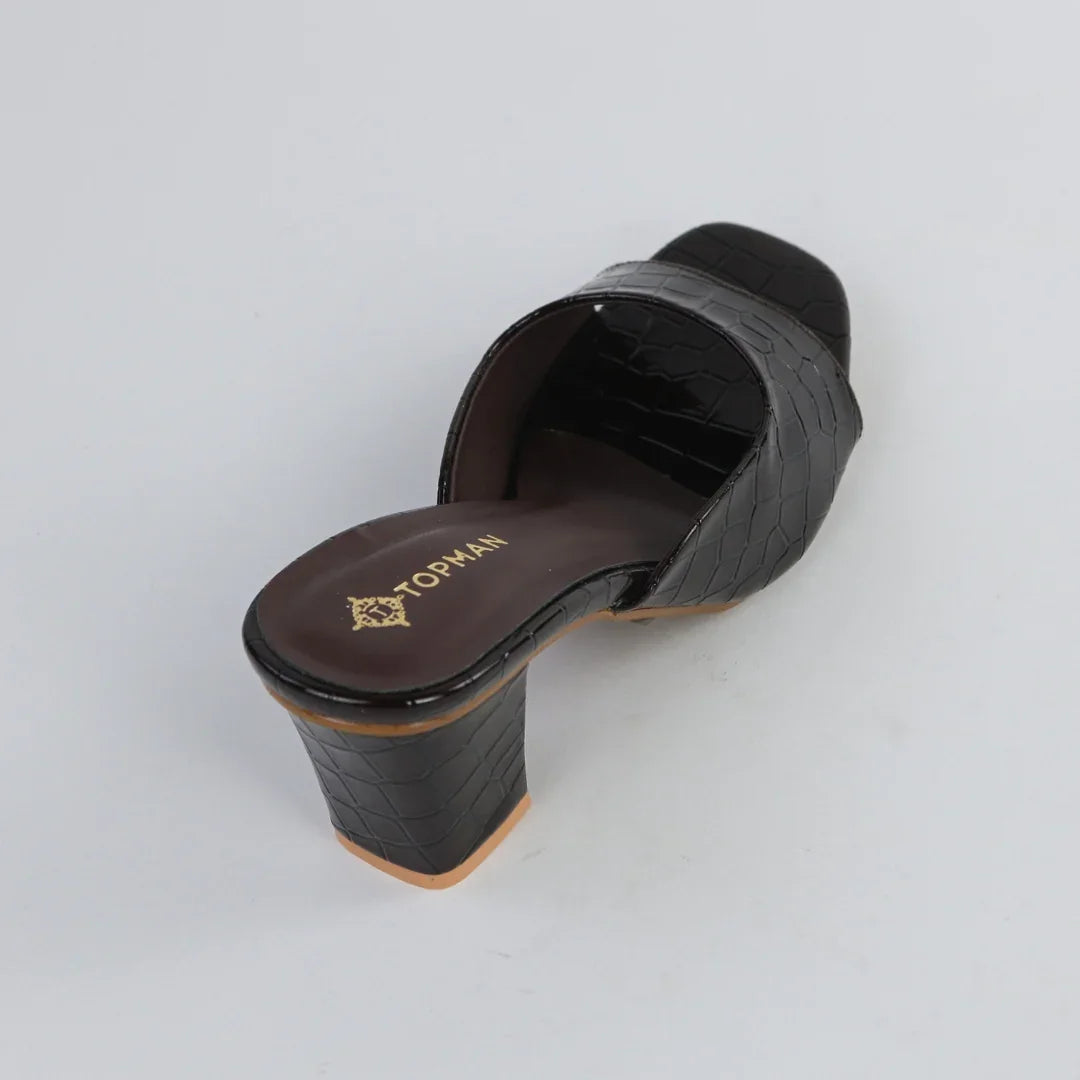 Women’s glossy dark brown Heels-H001
