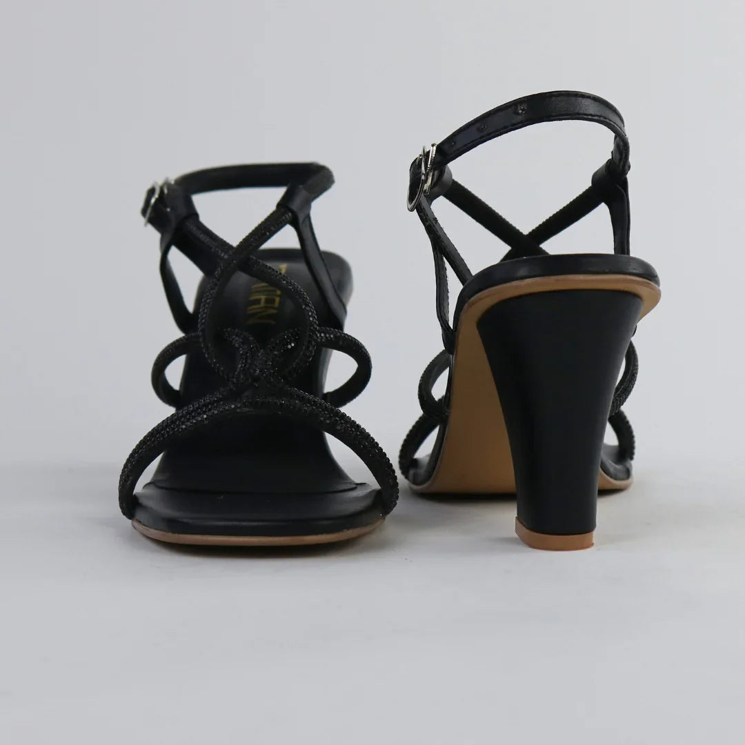 Women’s Black Strappy Heels-H003