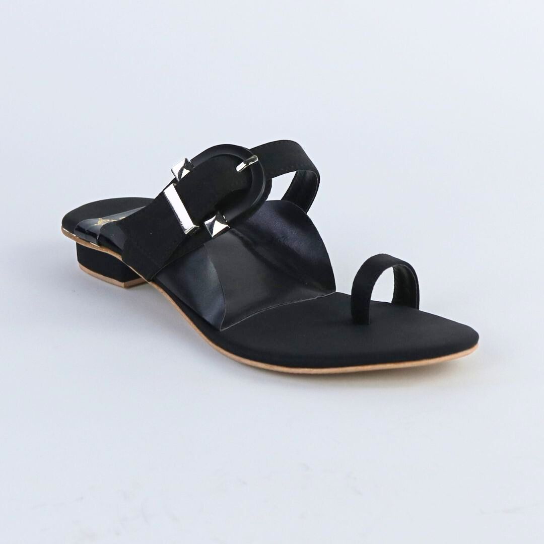 Buckle Black Flats
