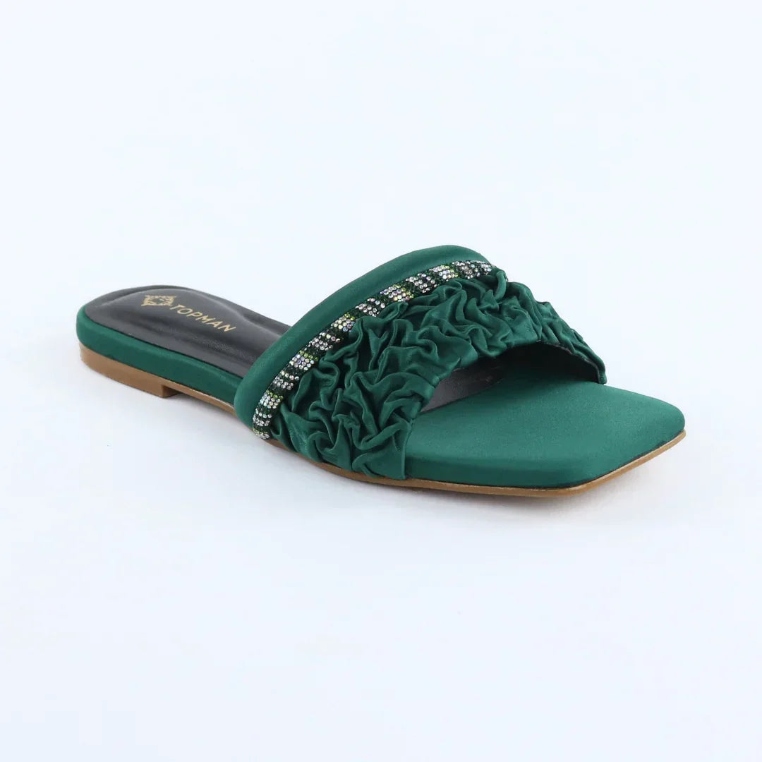 Green Ruffle Sliders-F010