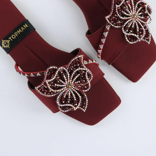 Maroon Beaded Crystal