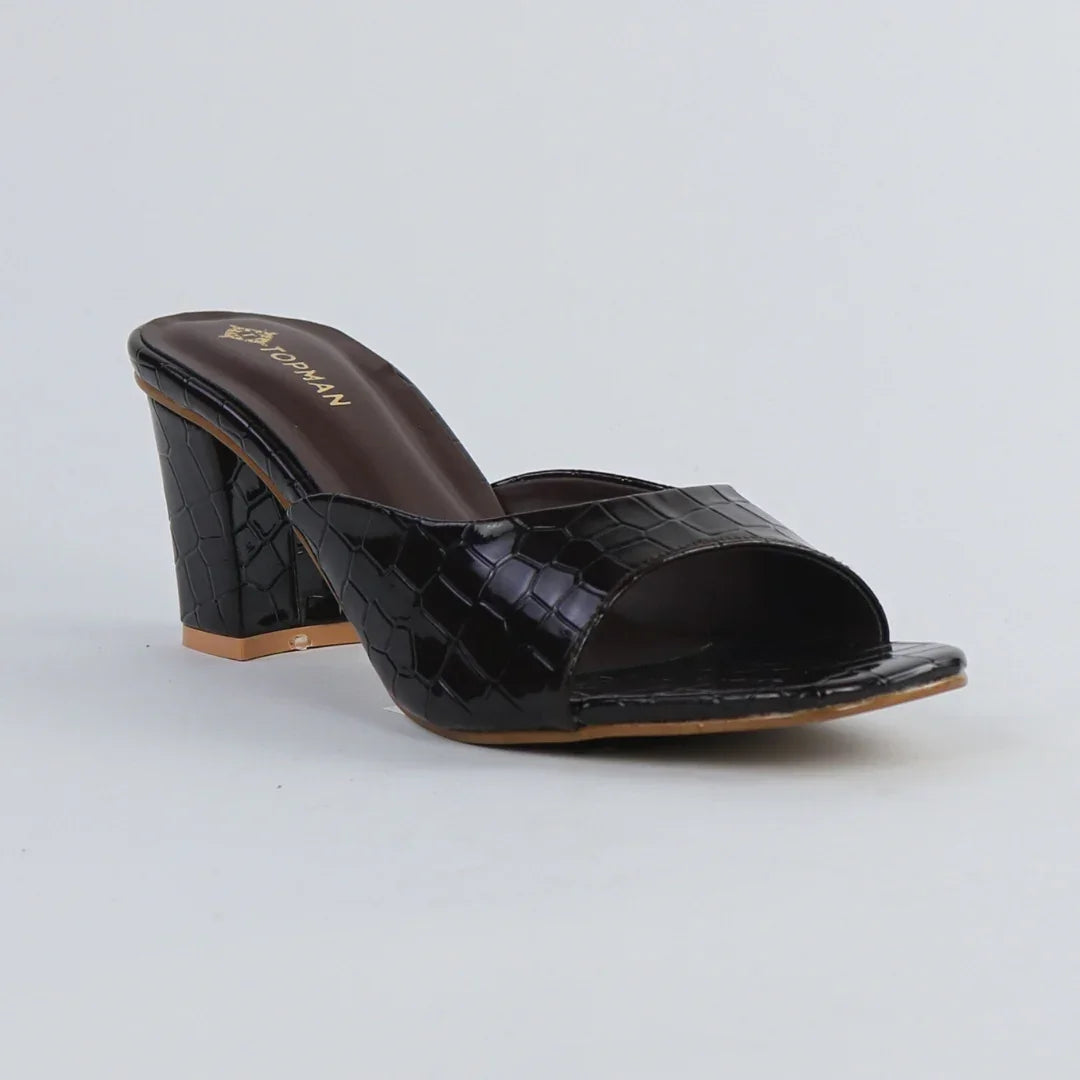 Women’s glossy dark brown Heels-H001