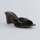 Women’s glossy dark brown Heels-H001