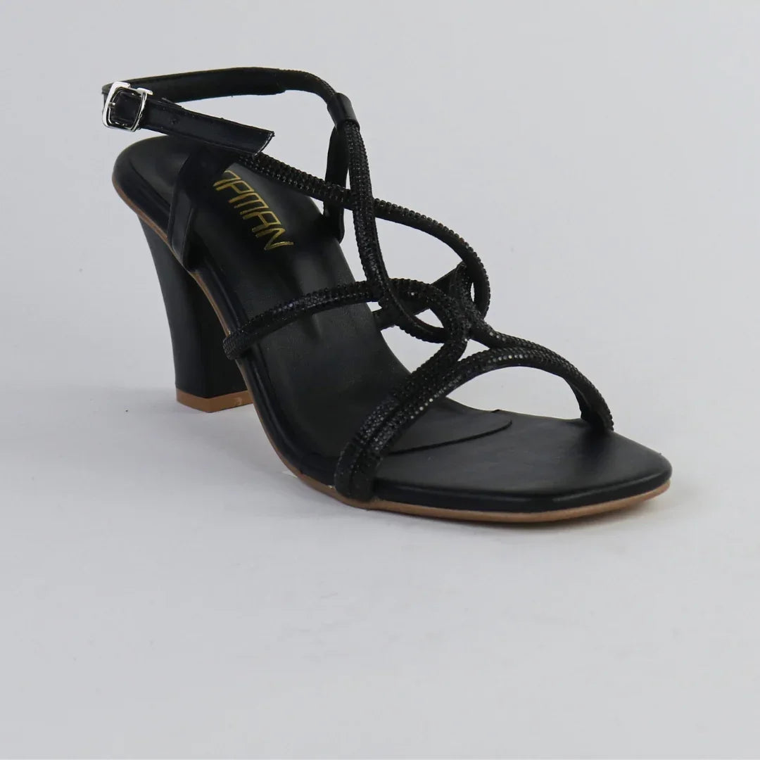 Women’s Black Strappy Heels-H003