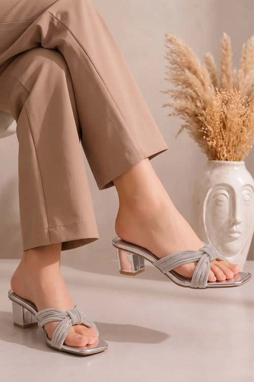 Royal Weave Heels – Silver