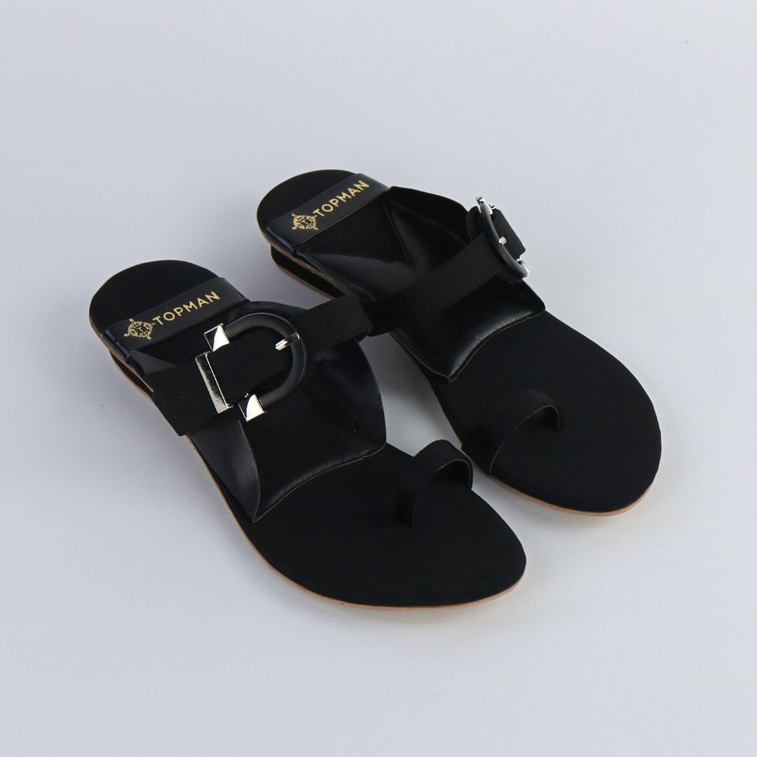 Buckle Black Flats