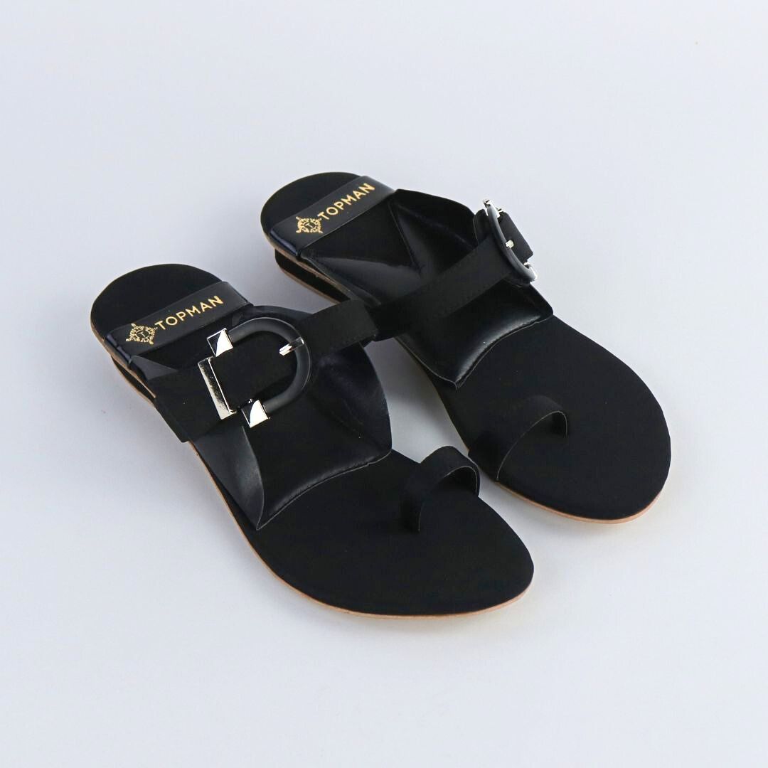 Buckle Black Flats
