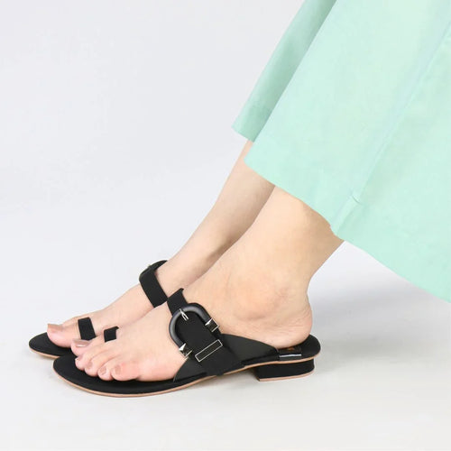 Buckle Black Flats