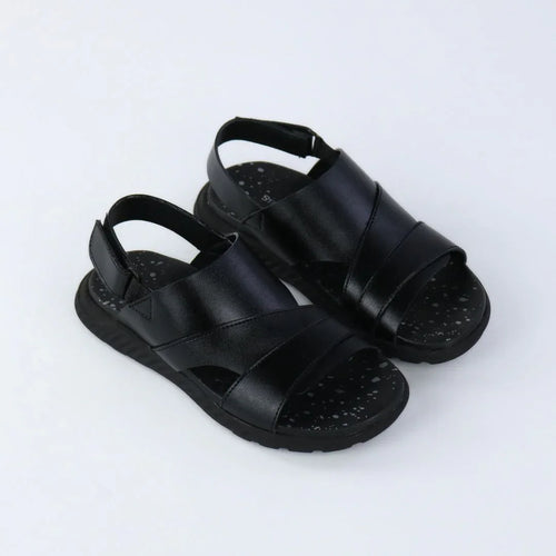Cross Strap Kids Black Sandals-S004