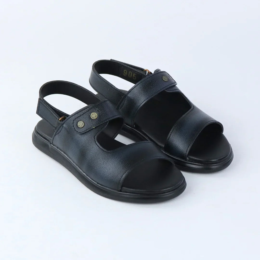 Kids Black Slip-On Sandals-S007