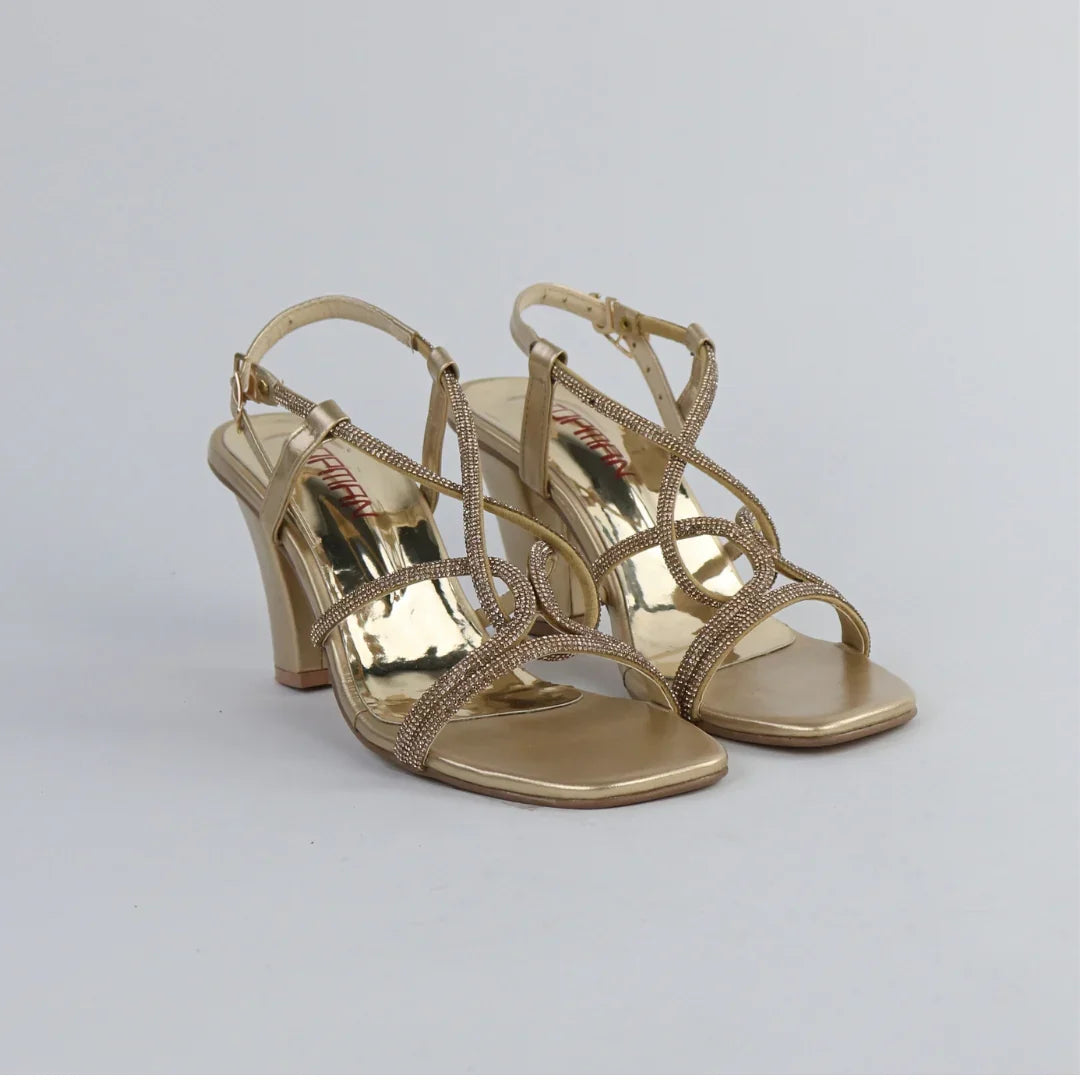 Women’s Golden Strappy Heels-H004