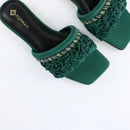 Green Ruffle Sliders-F010