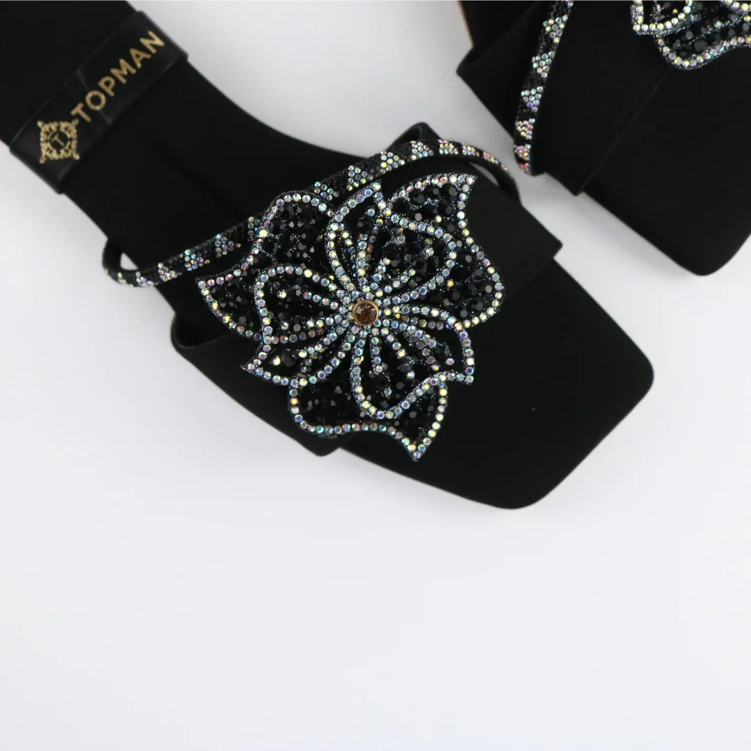 Black Beaded Crystal-F013