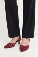 Red Embroidered Heels