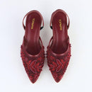 Red Embroidered Heels