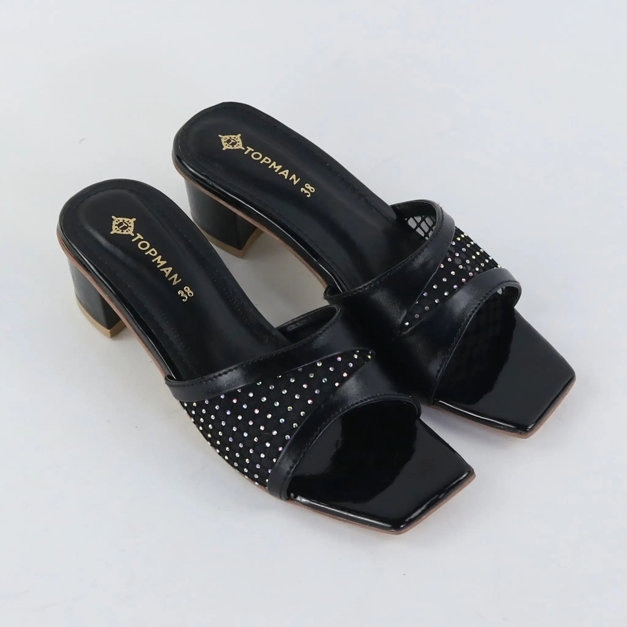 Crystal Glow Heels – Black