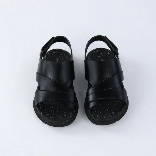 Cross Strap Kids Black Sandals-S004