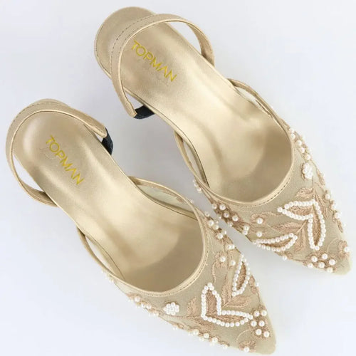 Embroidered Pearl Heels