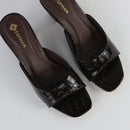 Women’s glossy dark brown Heels-H001
