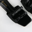 Black Dual Strap Slip-On-F009