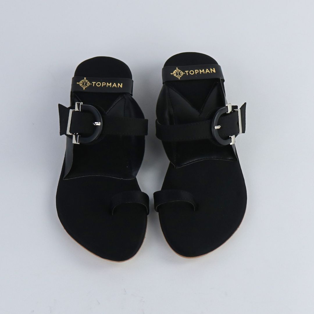 Buckle Black Flats