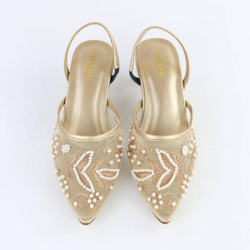 Embroidered Pearl Heels