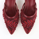 Red Embroidered Heels
