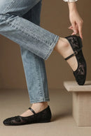 Embroidered Black Pumps