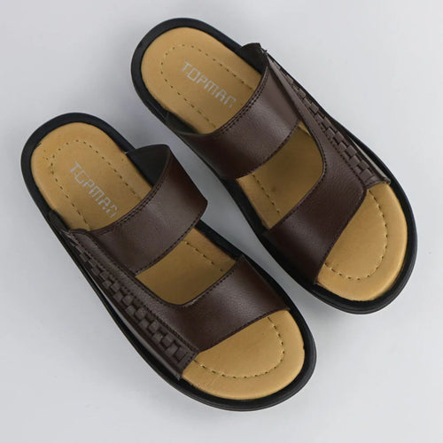 Men’s Brown Slip-On Slippers-G001