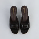 Women’s glossy dark brown Heels-H001
